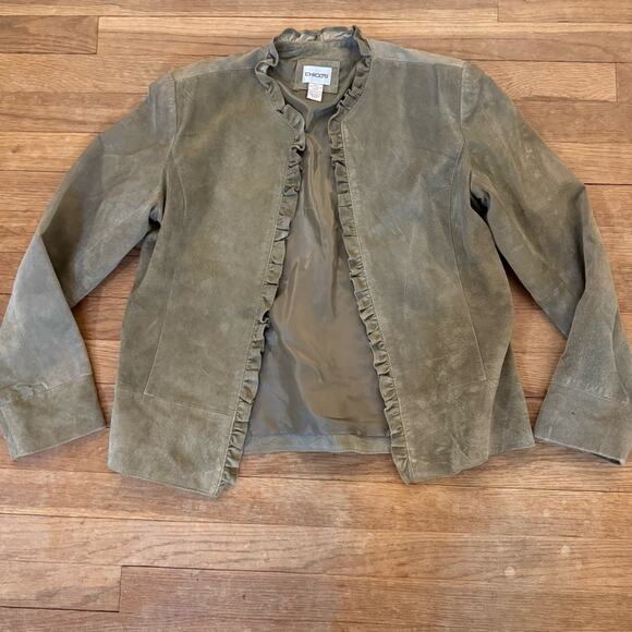 Chico's 100% leather sage open front dressy jacket size XS (Chico's size 0)
 b36 - Picture 1 of 3